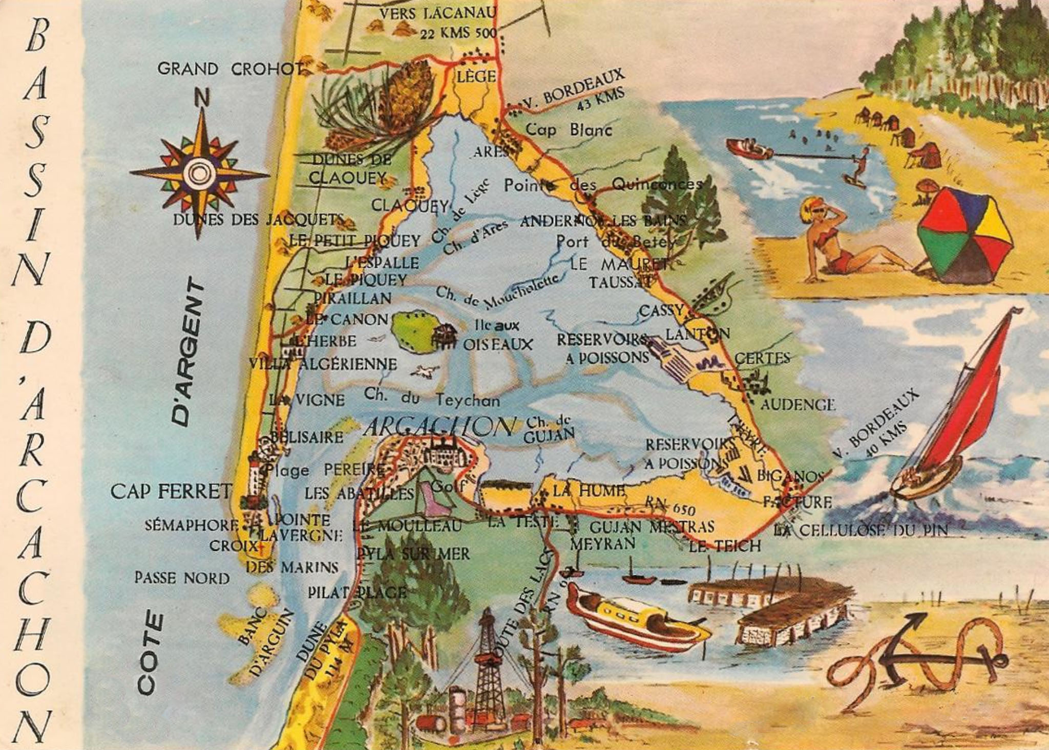 Carte ancienne bassin arcachon